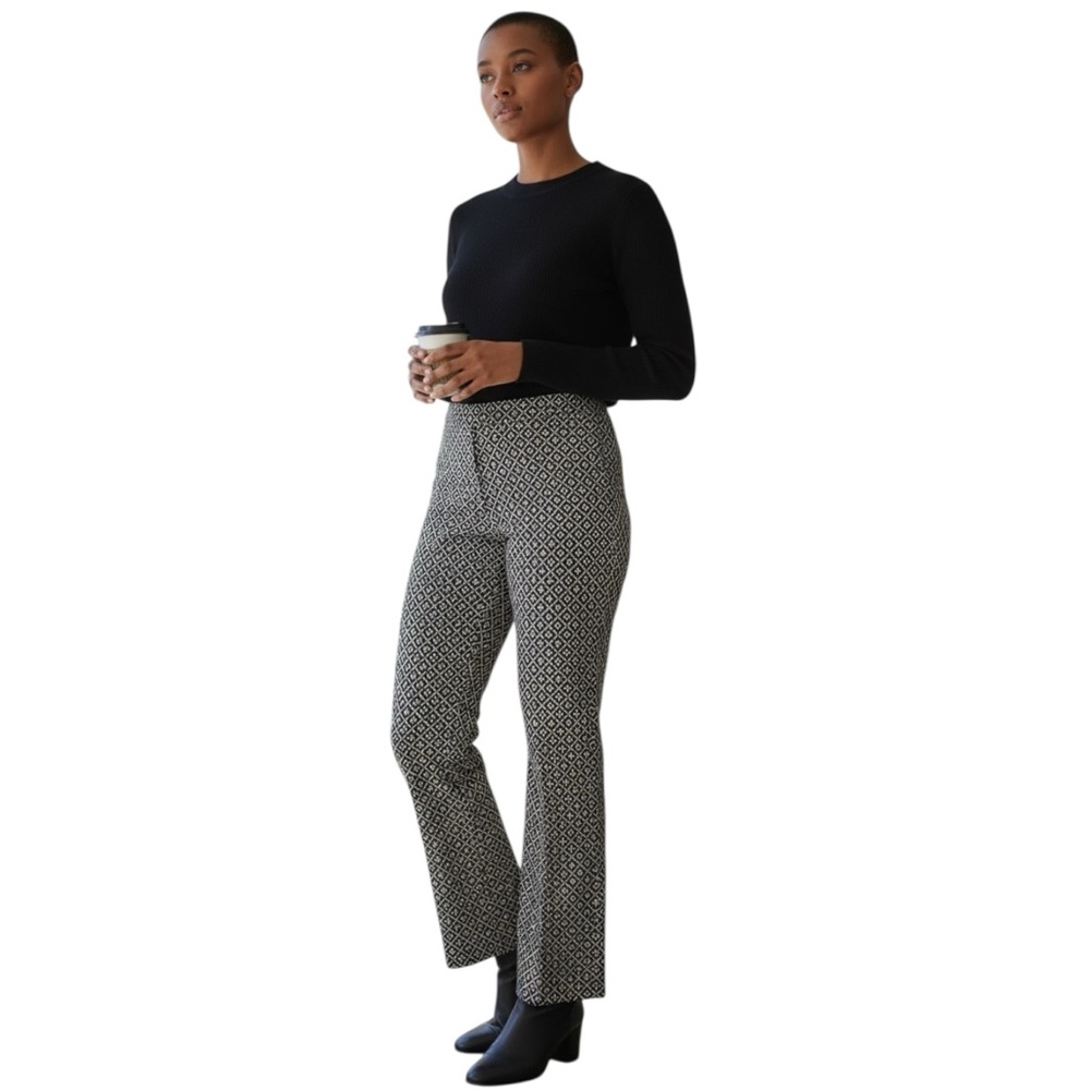 LOFT Julie Stretch Black White Geometric Skinny Careerwear Pants 4T Tall